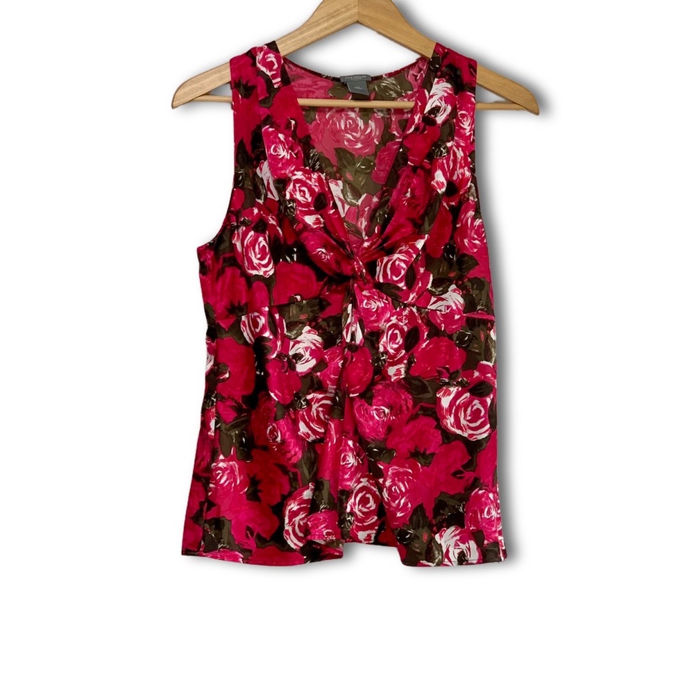 Ann Taylor Petite Pink Floral Sleeveless Blouse-Sz 14P